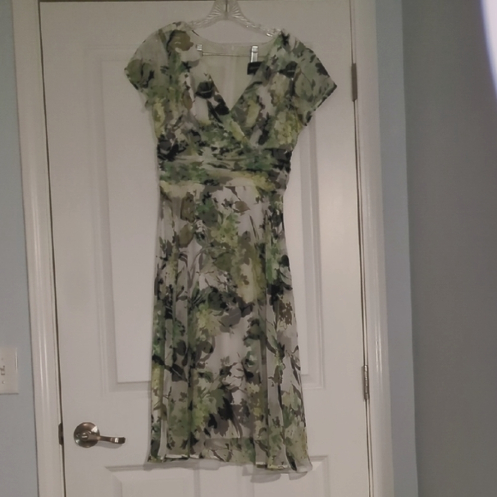 Floral Green and Black Women's Dress